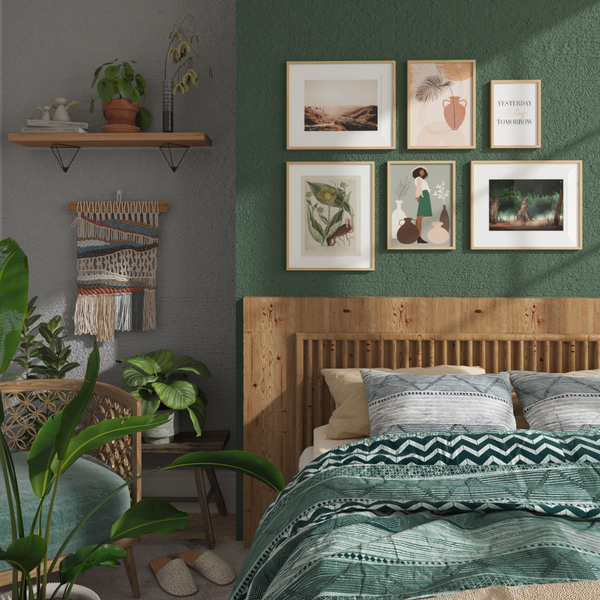Boho Green Girl Guest Bedroom Wall Poster Above Bed Decor Spare Room Ideas Botanical Print