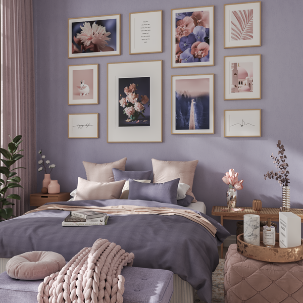 Purple Girl Women Master Bedroom Wall Art Poster Decor Cute Room Ideas Flower Print