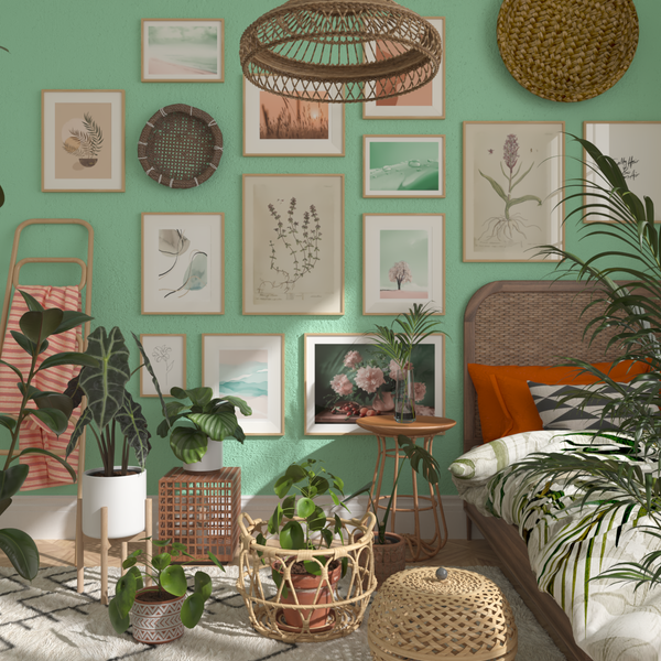 Mint Green Picture Wall Decor Bohemian Master Bedroom Inspiration Ideas Nature Poster