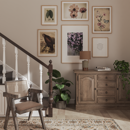 Farmhouse Staircase Wall Art Decor Hallway Ideas Brown Butterfly Poster Typography Print
