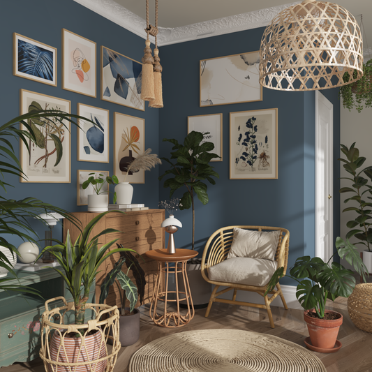 Ocean Blue Wall Inspiration Decor Boho Living Room Plant Large Poster Face Line Artwork