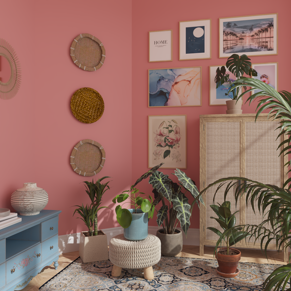 Boho Living Room Poster Corner Decor Ideas Pink Wall Art Poster Watercolor Print