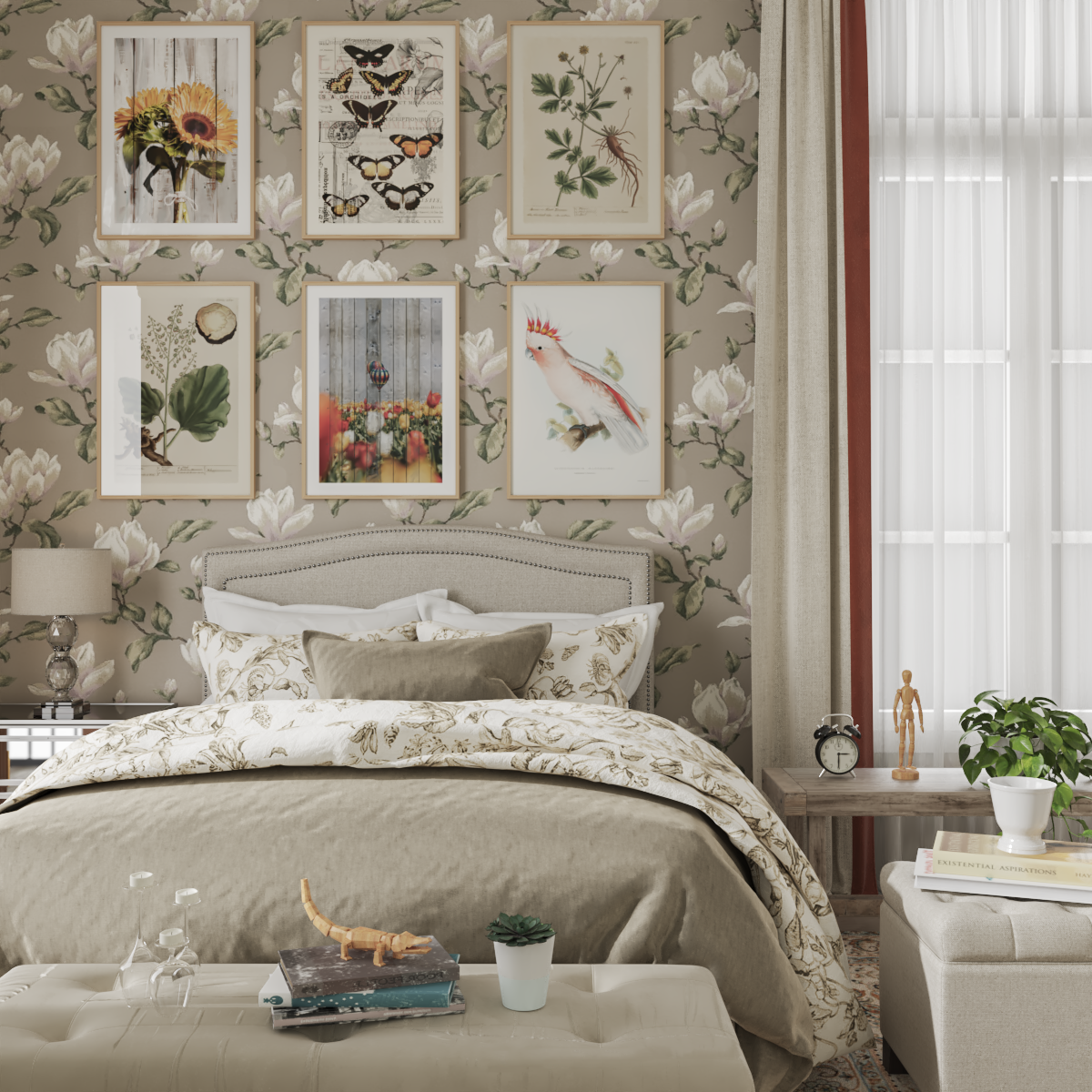 Farmhouse Rustic Bedroom Wall Print Art Above Bed Decor Neutral Vintage Animal Poster