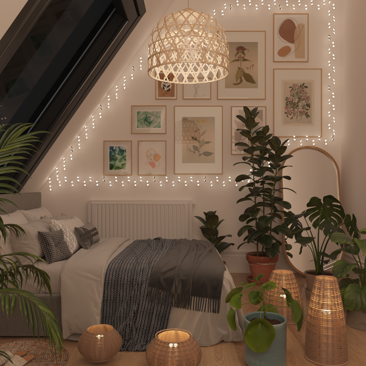 Farmhouse Attic Master Bedroom Decoration Ideas Girl Room Decor Vintage Plant Print