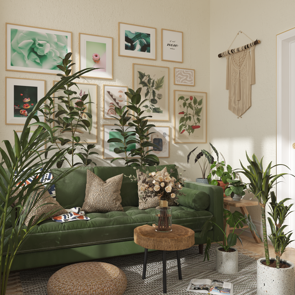 Home Ideas Living Room Inspiration Beige Boho Wall Art Poster Decor Plant Print