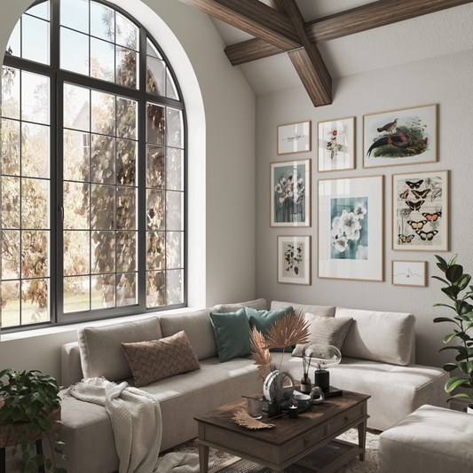 Modern Rustic Living Room Large Wall Art Print Off White Aesthetic Flower Oil Painting