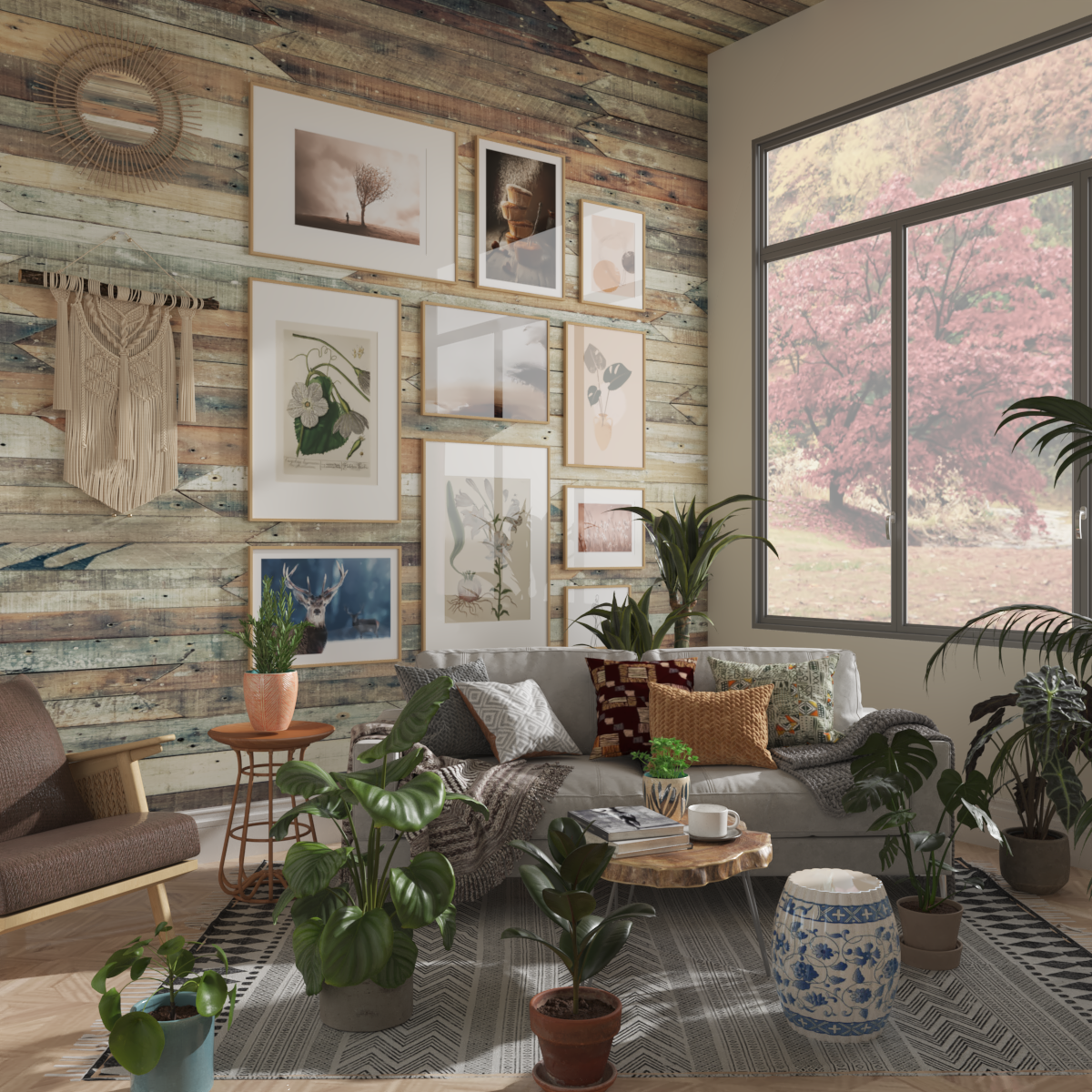 Gallery Wall Art Decor Eclectic Farmhouse Living Room Poster Deer Picture Plant Print